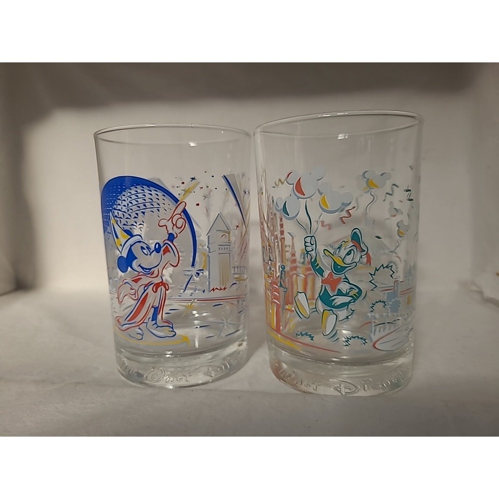 1996 McDonald's Disney World 25th Anniversary Glasses Pair Of 2